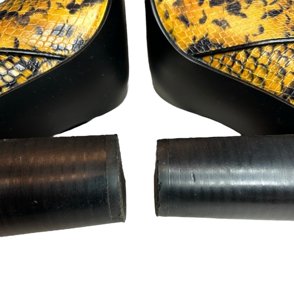 Aqua Soren Yellow Snake Print Block Boot Heels - Picture 7 of 10
